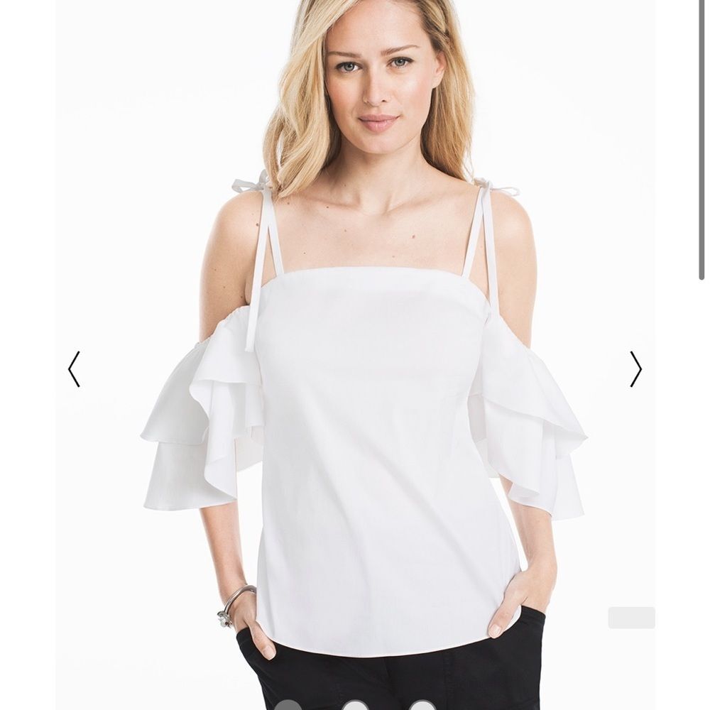 WHBM Ruffled Cold Shoulder Blouse - Picture 2 of 2